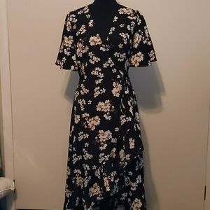 High low floral wrap dress